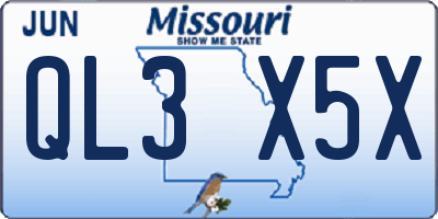 MO license plate QL3X5X