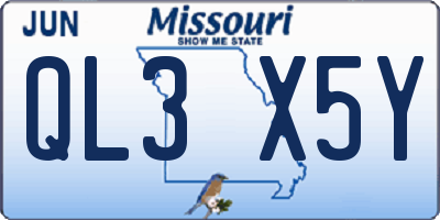 MO license plate QL3X5Y