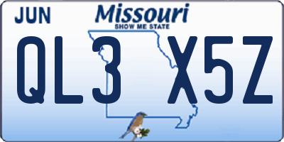 MO license plate QL3X5Z