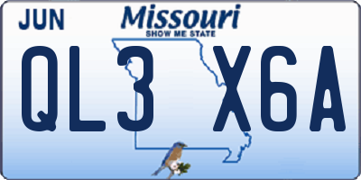 MO license plate QL3X6A