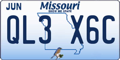 MO license plate QL3X6C