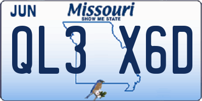 MO license plate QL3X6D