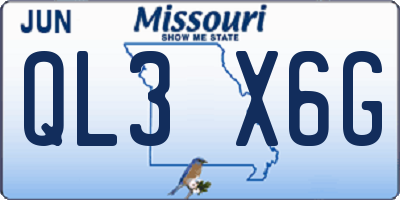 MO license plate QL3X6G