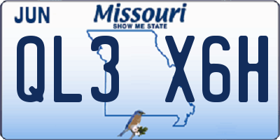 MO license plate QL3X6H