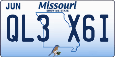 MO license plate QL3X6I