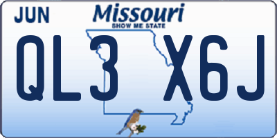 MO license plate QL3X6J