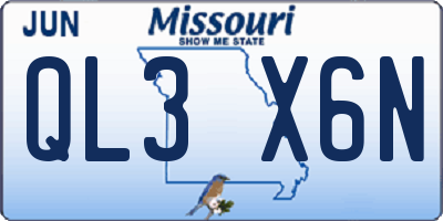 MO license plate QL3X6N