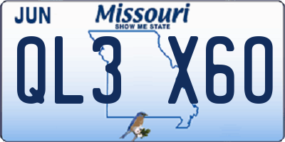 MO license plate QL3X6O