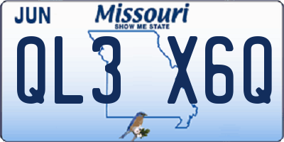 MO license plate QL3X6Q
