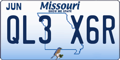 MO license plate QL3X6R