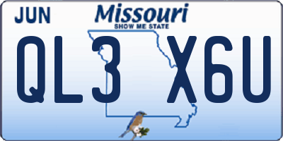 MO license plate QL3X6U