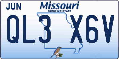 MO license plate QL3X6V