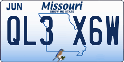 MO license plate QL3X6W