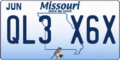 MO license plate QL3X6X