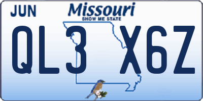 MO license plate QL3X6Z