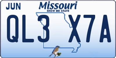 MO license plate QL3X7A