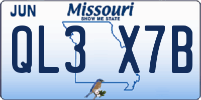 MO license plate QL3X7B