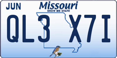 MO license plate QL3X7I