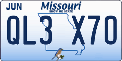 MO license plate QL3X7O