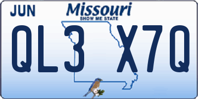MO license plate QL3X7Q