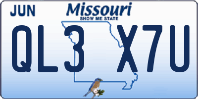 MO license plate QL3X7U