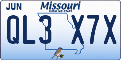 MO license plate QL3X7X