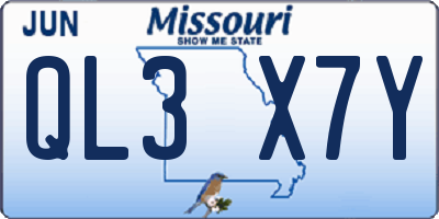 MO license plate QL3X7Y
