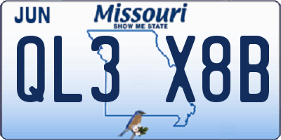 MO license plate QL3X8B