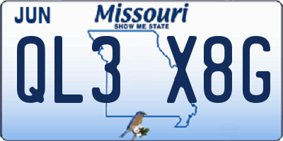 MO license plate QL3X8G