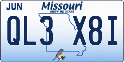 MO license plate QL3X8I
