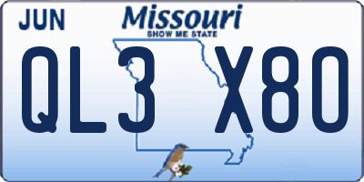 MO license plate QL3X8O