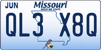 MO license plate QL3X8Q