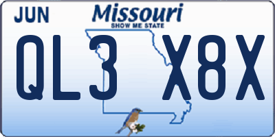 MO license plate QL3X8X