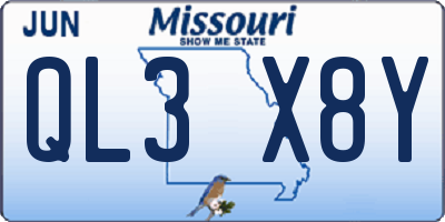 MO license plate QL3X8Y