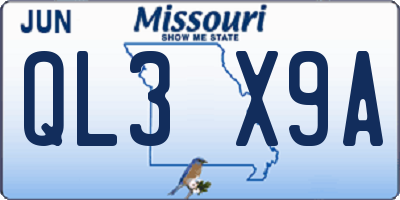 MO license plate QL3X9A