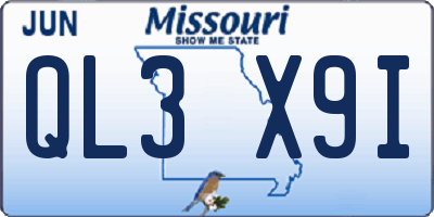 MO license plate QL3X9I