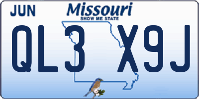 MO license plate QL3X9J