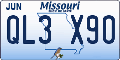 MO license plate QL3X9O