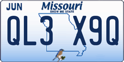 MO license plate QL3X9Q