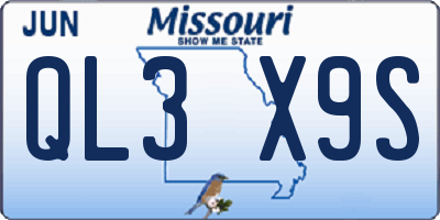 MO license plate QL3X9S
