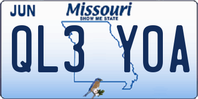 MO license plate QL3Y0A