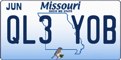 MO license plate QL3Y0B