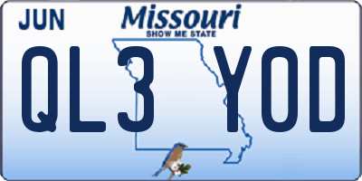 MO license plate QL3Y0D