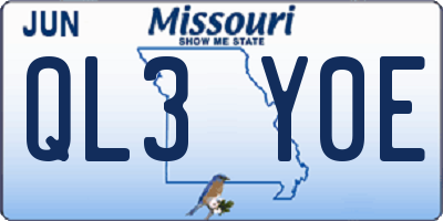 MO license plate QL3Y0E