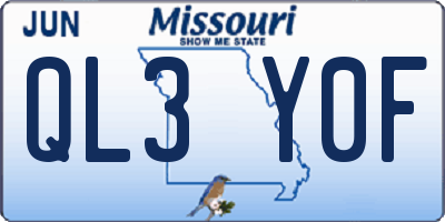 MO license plate QL3Y0F