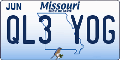 MO license plate QL3Y0G