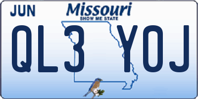 MO license plate QL3Y0J