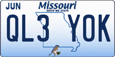 MO license plate QL3Y0K