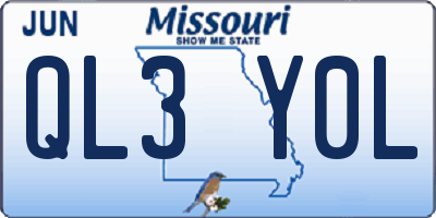 MO license plate QL3Y0L