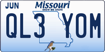 MO license plate QL3Y0M